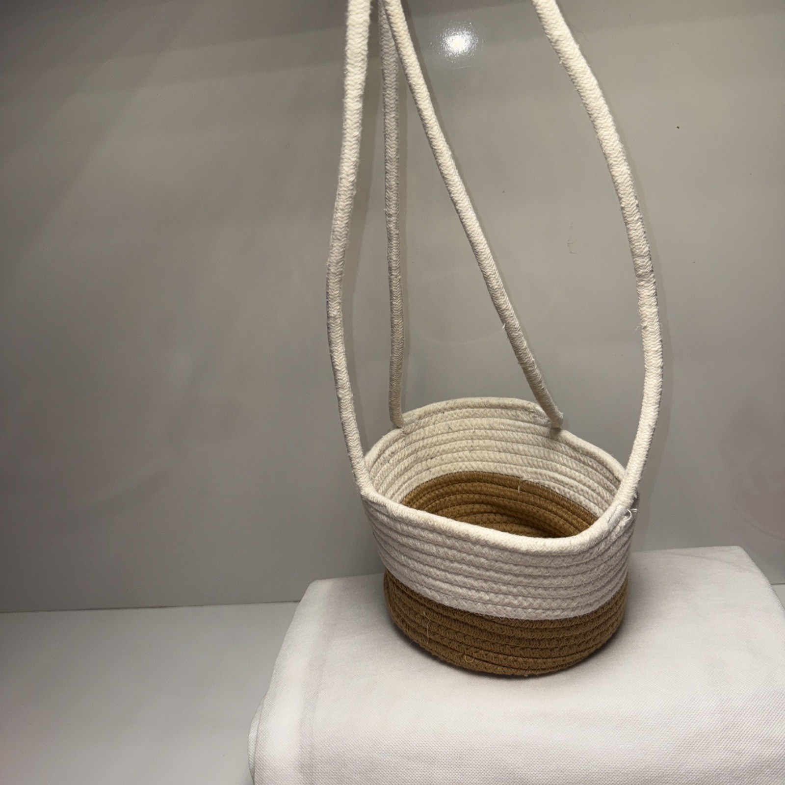 Woven Plant Hanger Woven 5-1/2" Basket 24" Drop Handles 7" Diameter
