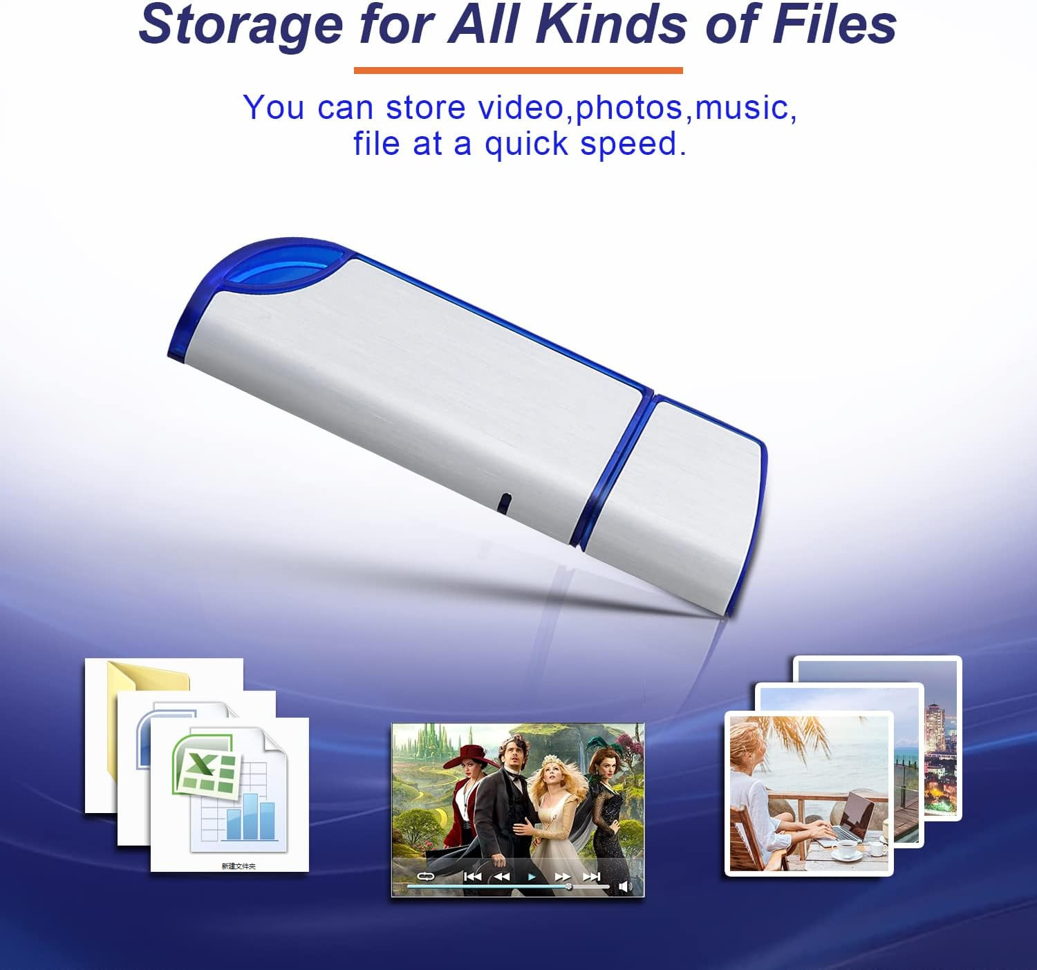 USB Drive, 32G FAT32 USB Flash Drive Memory Stick Thumb Drive for Computer/Lapto