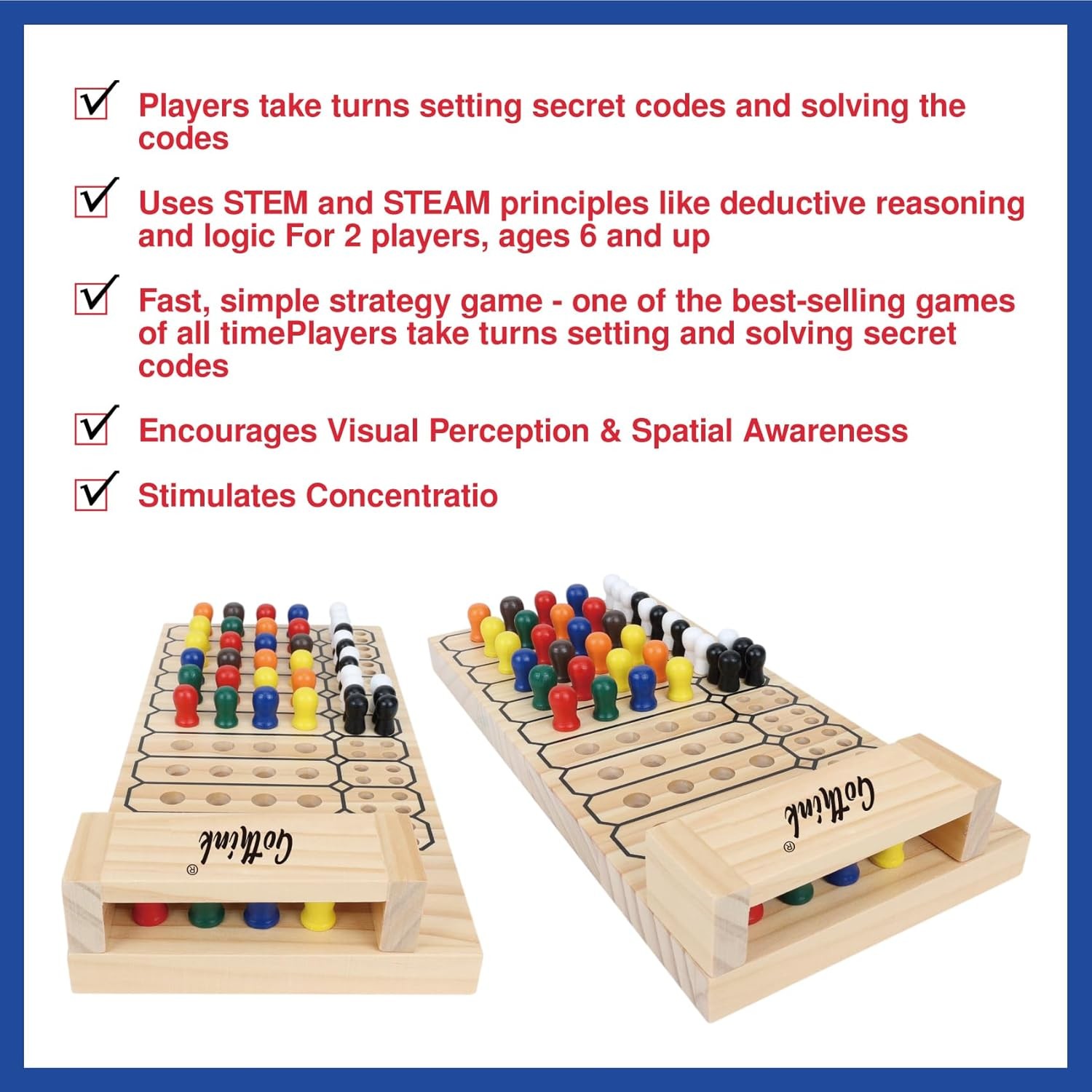 Code Breaker Board Game - Wooden Strategy Game of Codemaker vs. Codebrea