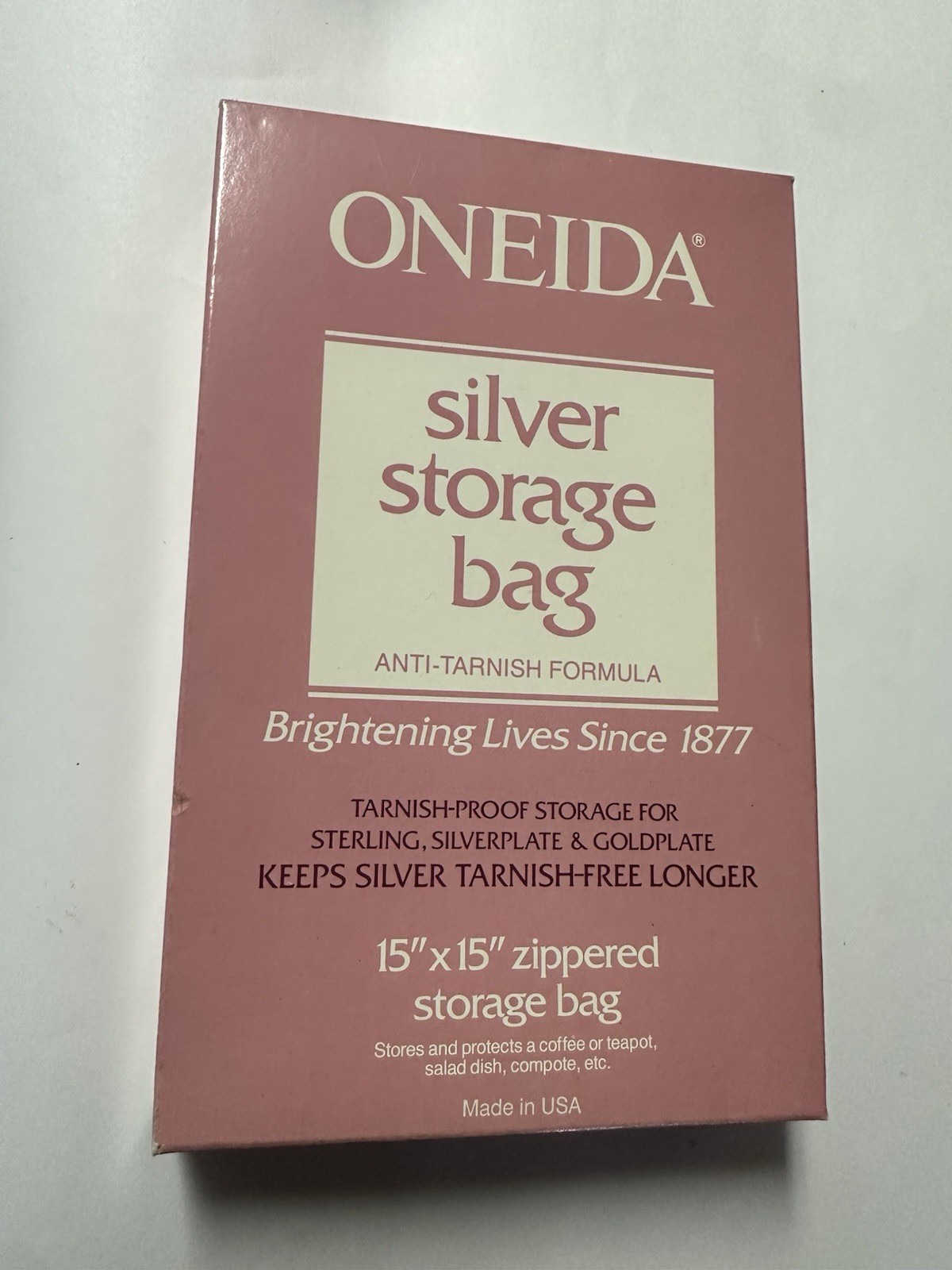 Oneida Silver Storage Bag 15" X 15"  Zippered Bag Tarnish Proof Silver Keeper US