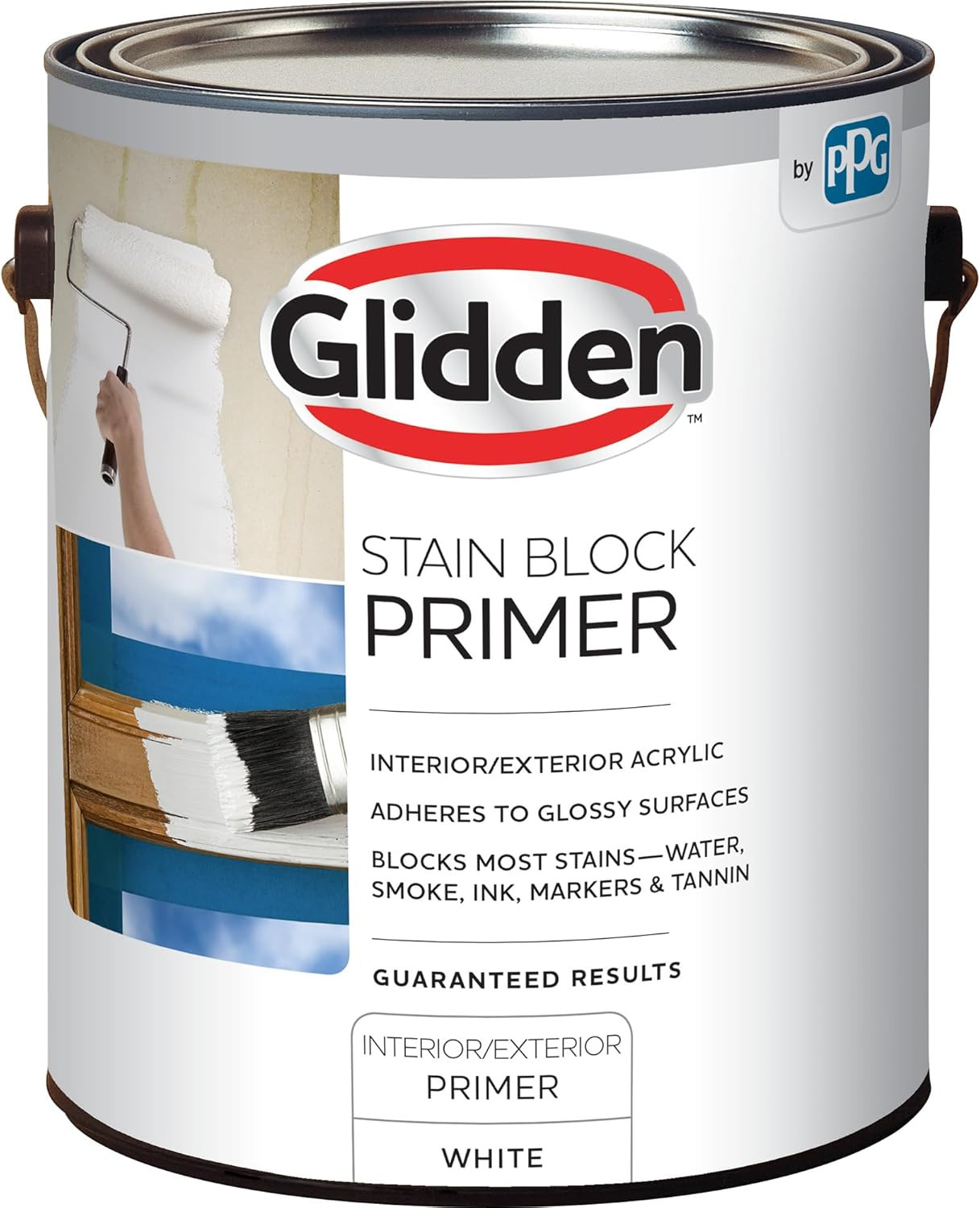 Interior/Exterior Stain Block Primer Flat, White, 1 Gallon