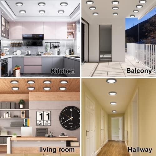 7 Inch Small LED Flush Mount Ceiling Light Dimmable,5000k Daylight 3 Pack Black