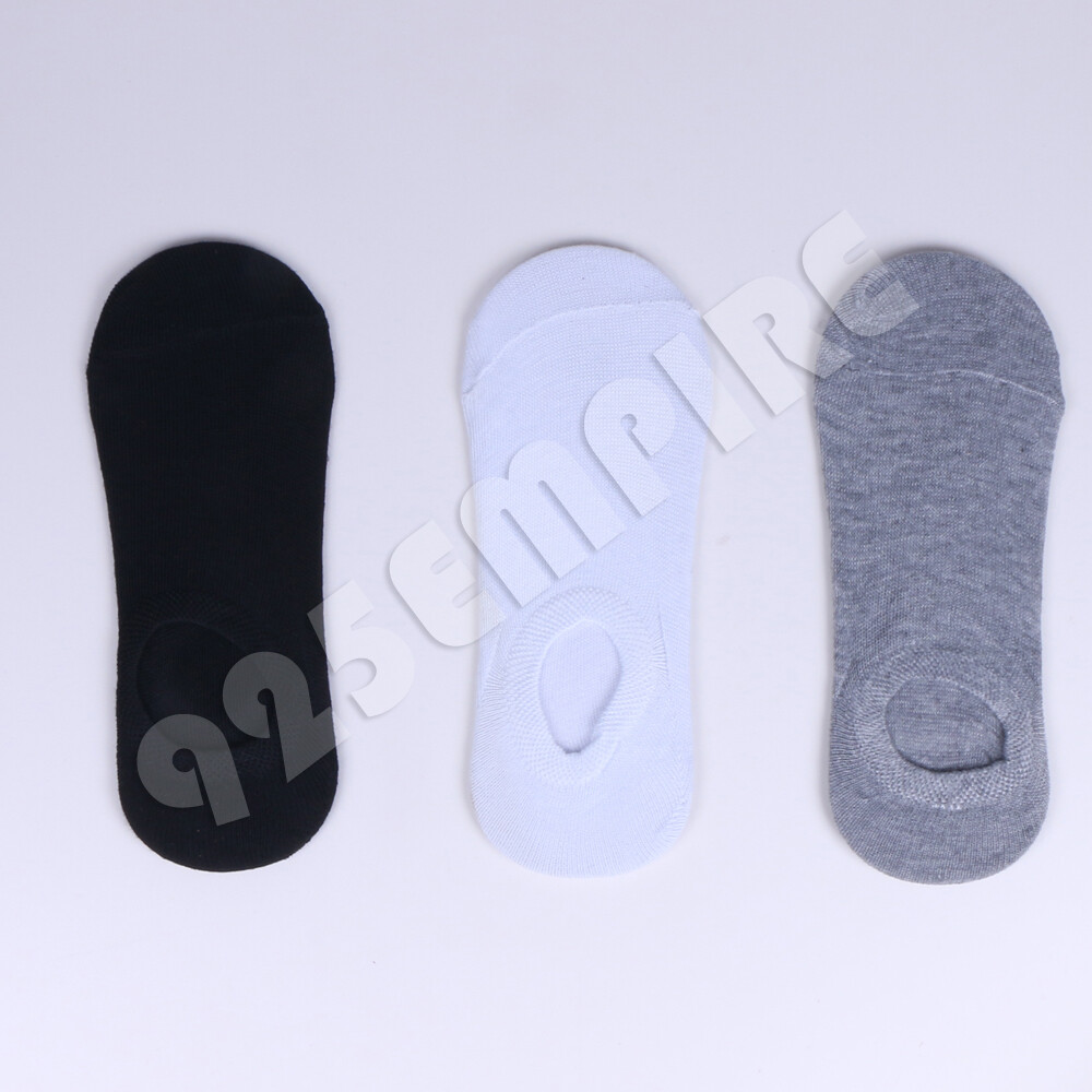 Men No Show Socks Black/White/Grey Mixed Liner Invisible Low Cut Size:9-11/10-12