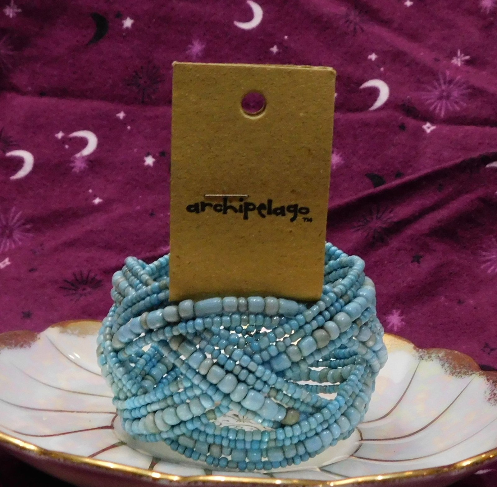 Archipelago Handmade Blue beaded Cuff Bracelet
