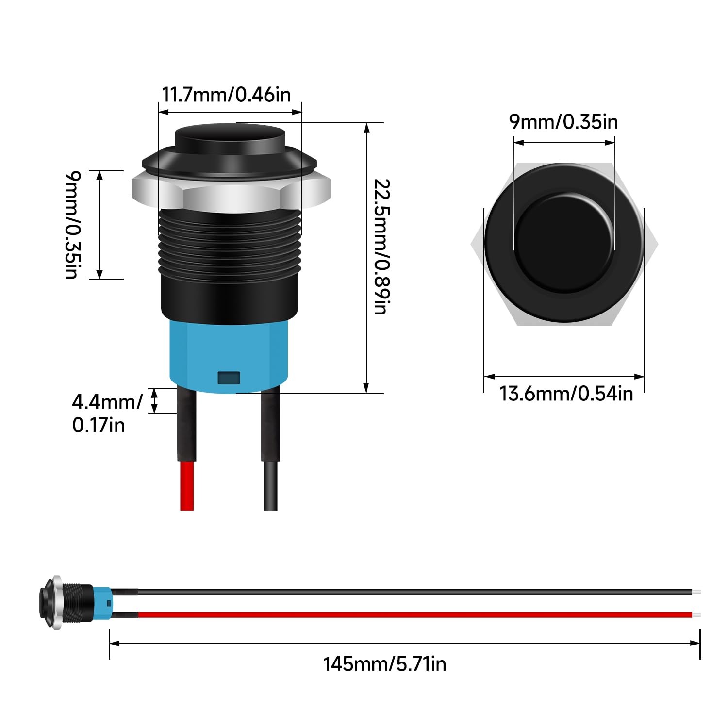 Tmyjfjingxi 4PCS 12V ON/Off Latching Push Button push button switch