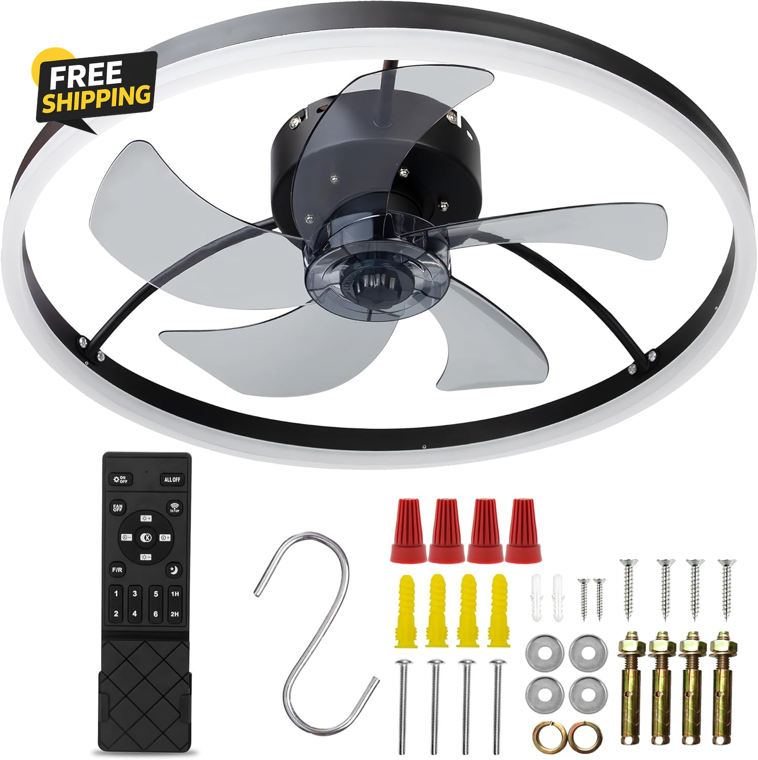 Lighting Ceiling Fan Light - 19.7" Low-Profile Flush Mount Ceiling Fans