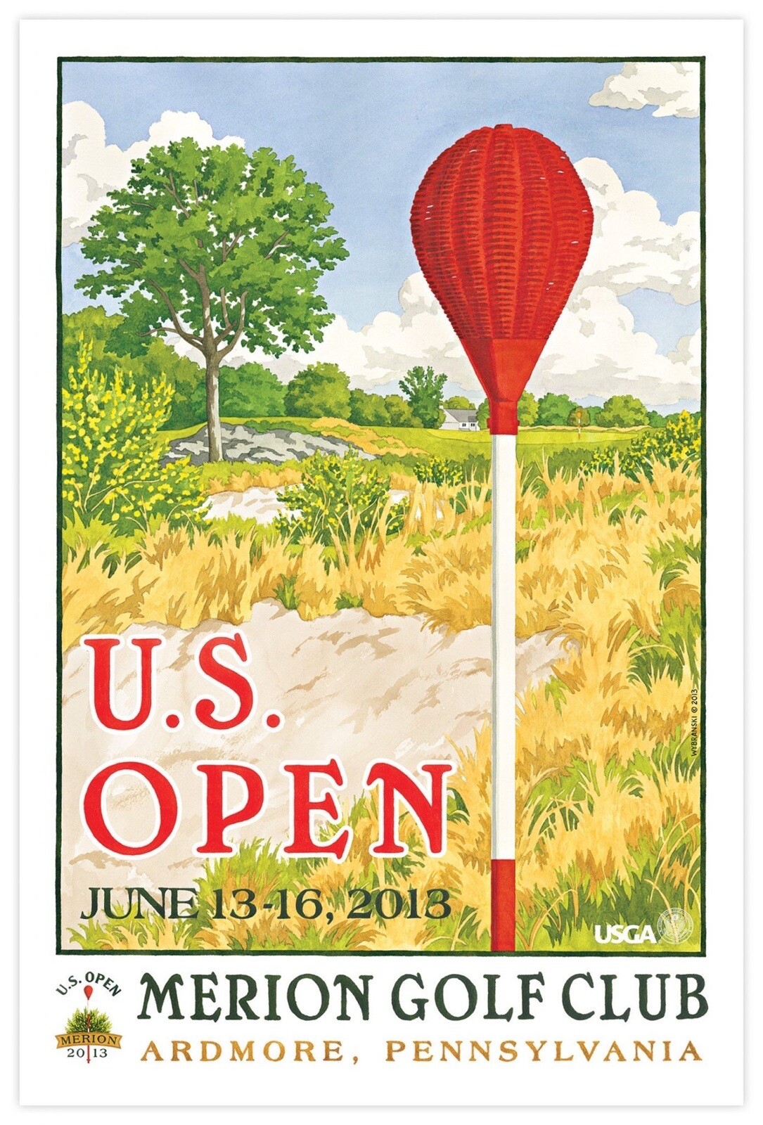 Official 2013 United States U.S. Open Merion Golf 12" x 18" Poster Lee Wybranski