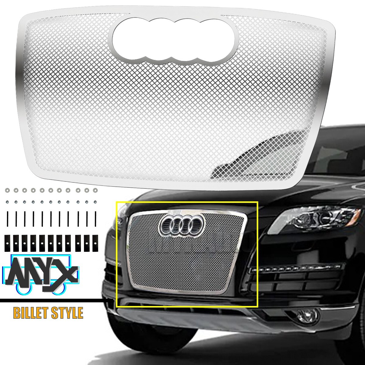 Fits 2007- 2015 Audi Q7 Stainless Steel Polish Wire Mesh Grille Grill Insert SS
