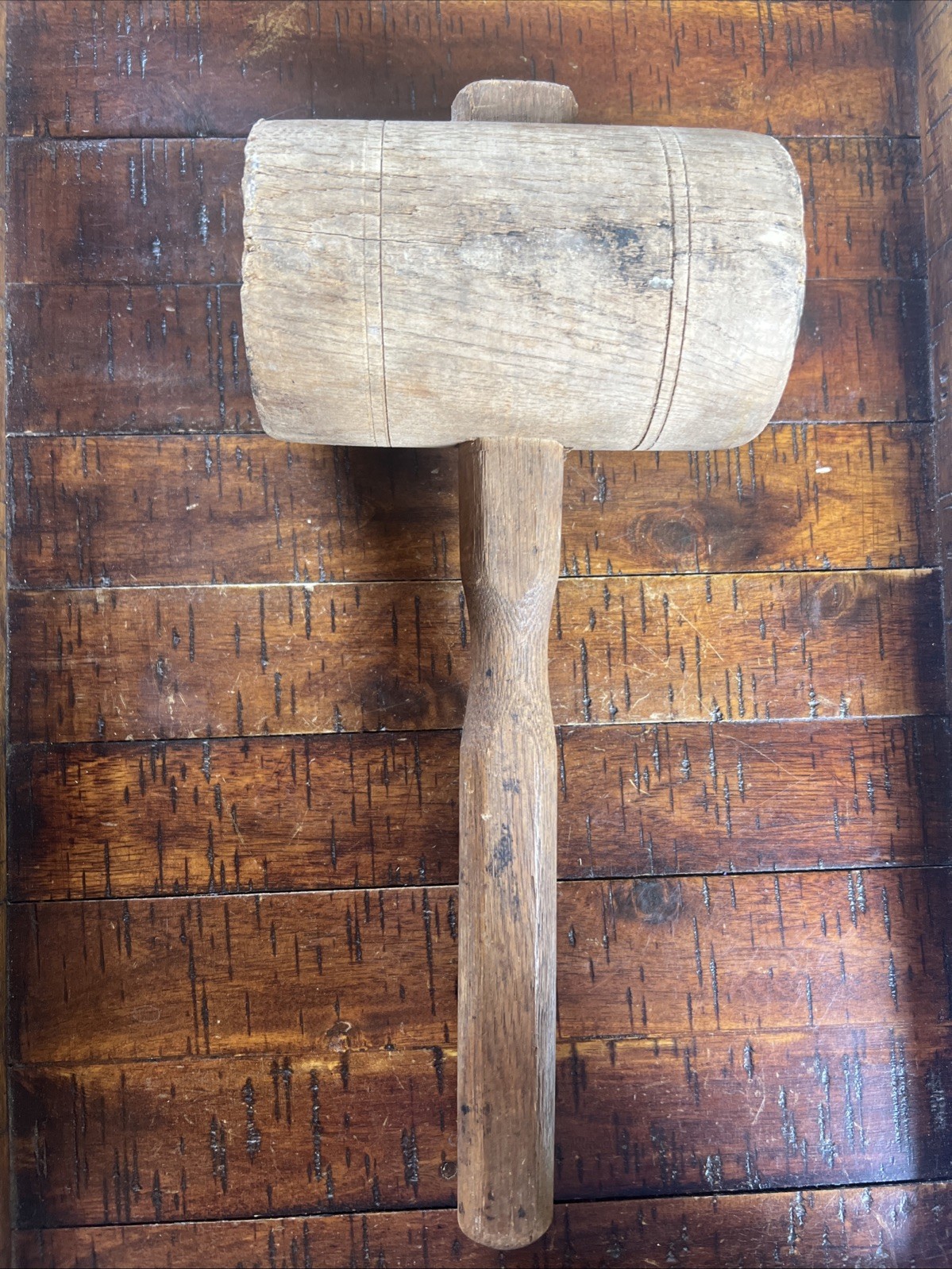 Antique Wooden Mallet Hammer Tool WOOD Farmhouse Rustic Strong! 13”