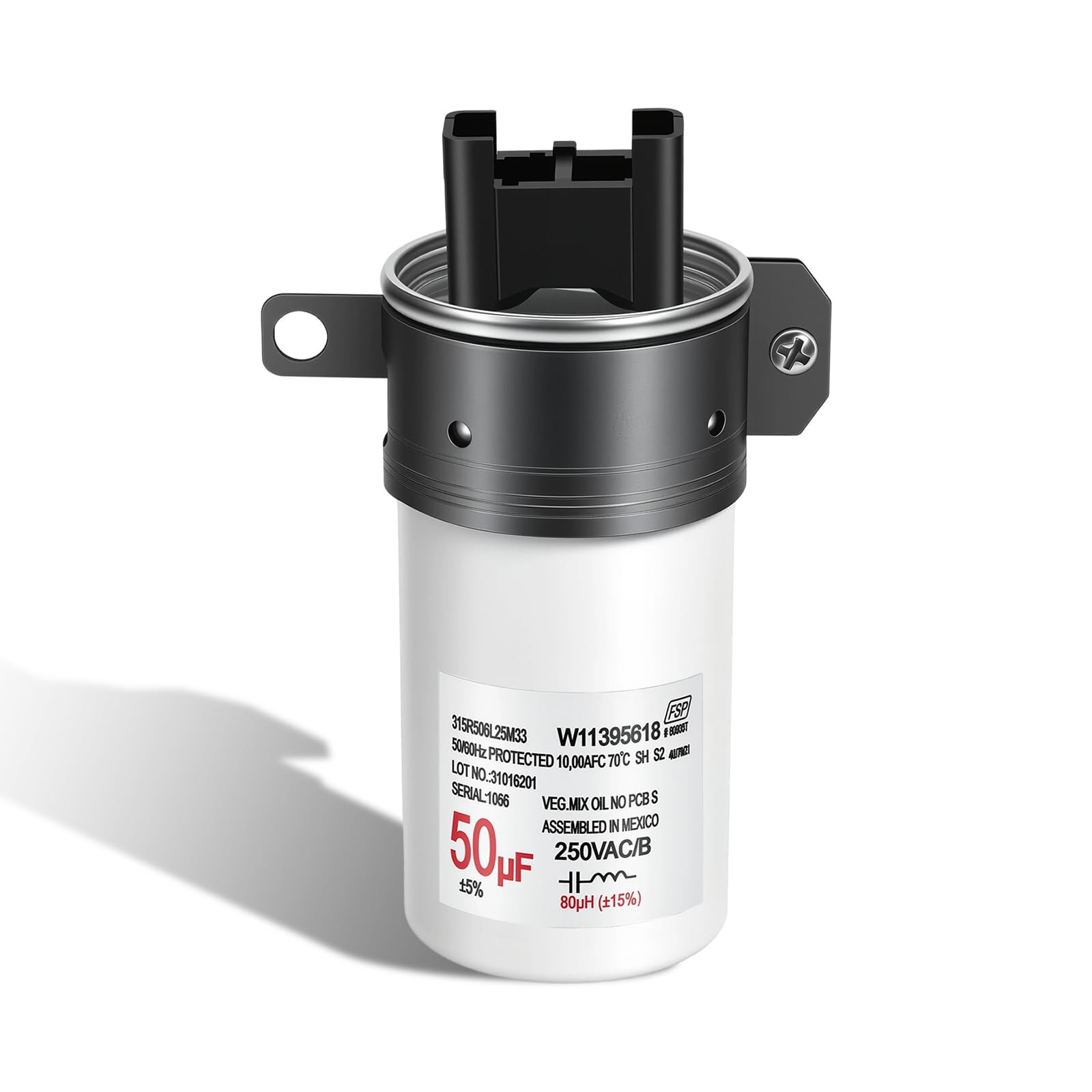 W11395618 Washing Machine Run Capacitor Replacement, W11162560 W10625046, 50u...