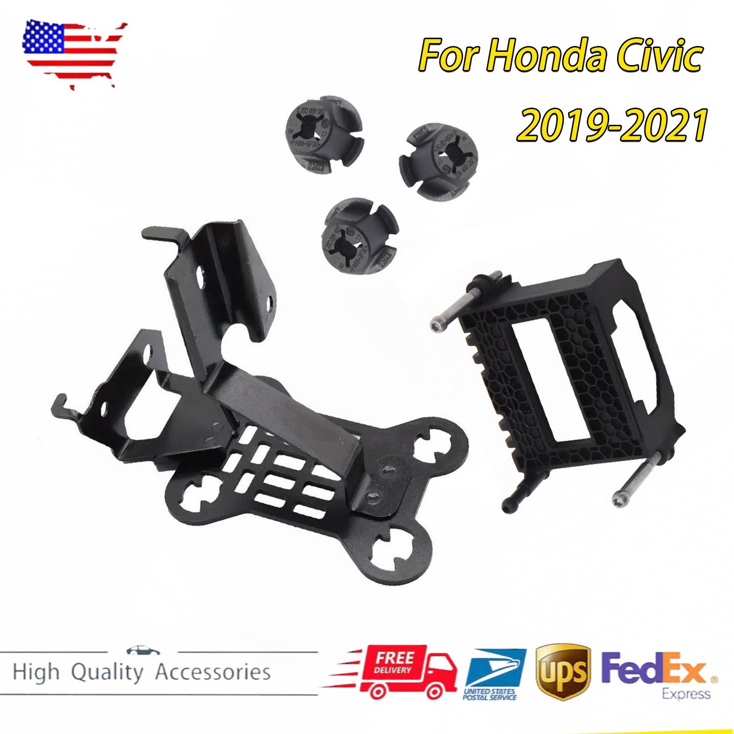 36804-TBA Radar Bracket Set For 19-21 Honda Civic FC1 FC7 36806-TLA 36803-TET