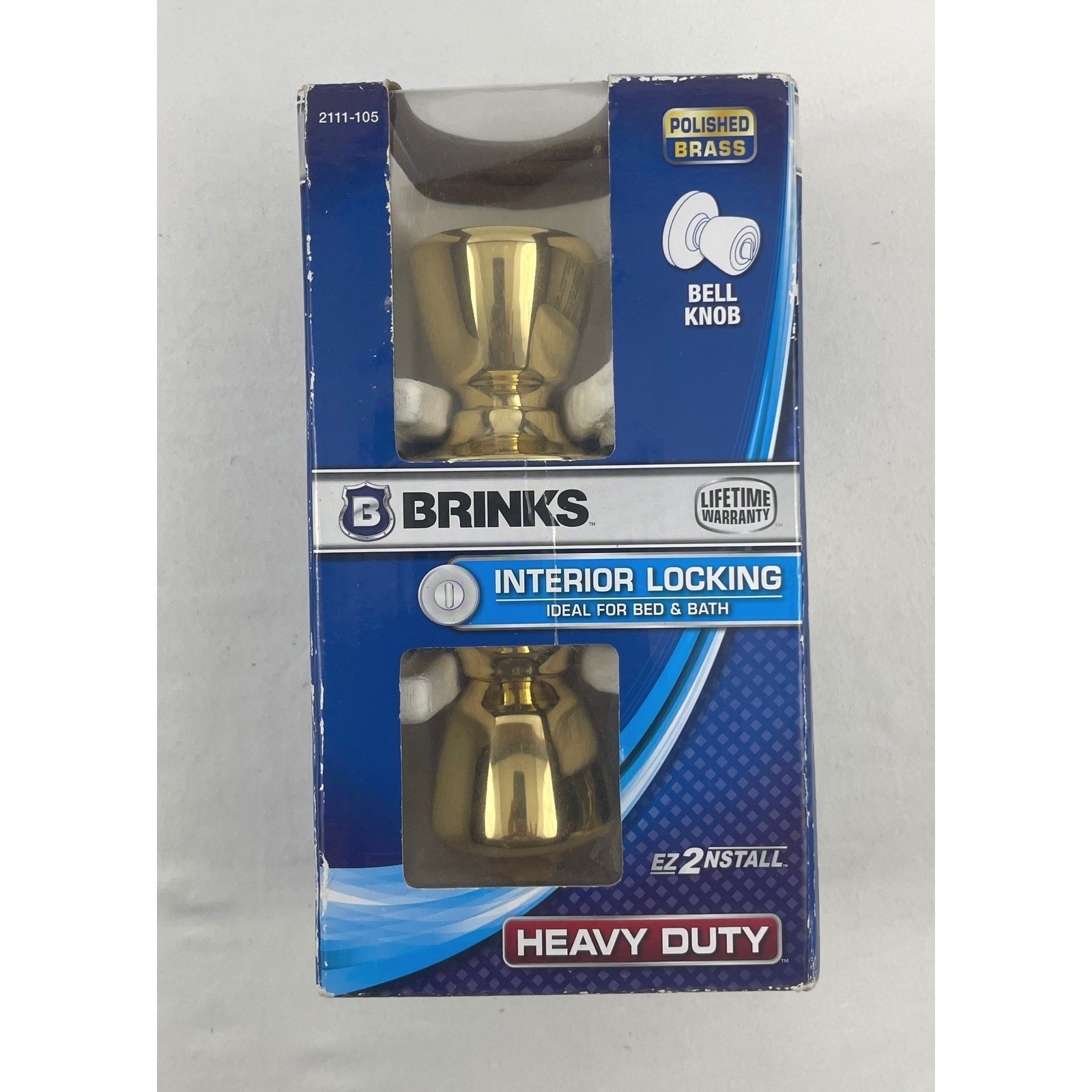 Brinks 2111-105 Interior Locking Bell Knob Polished Brass Heavy Duty Privacy