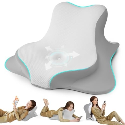 All-in-One Reading Pillow - Ergonomic Memory Foam for Head & Back Support
