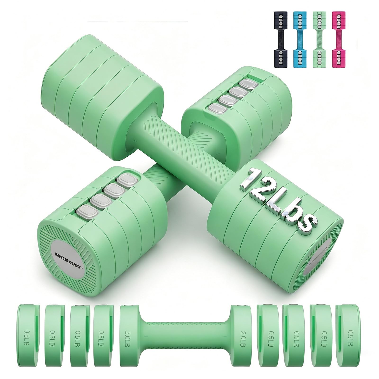 Adjustable Weight Dumbbells Set of 2, 8 in 1 Hand Weights for Women 2lb/3lb/4...