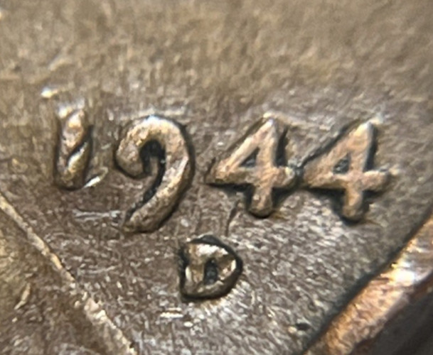 1944 D Wheat Penny Error 4 Touching 4 Date Error