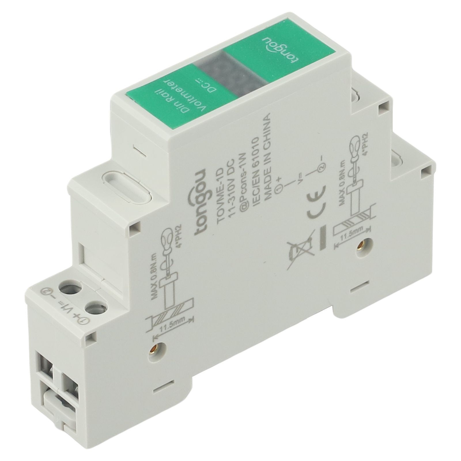 LED Display Voltage Meter for Din Rail Installation Supporting 11 310V DC Range
