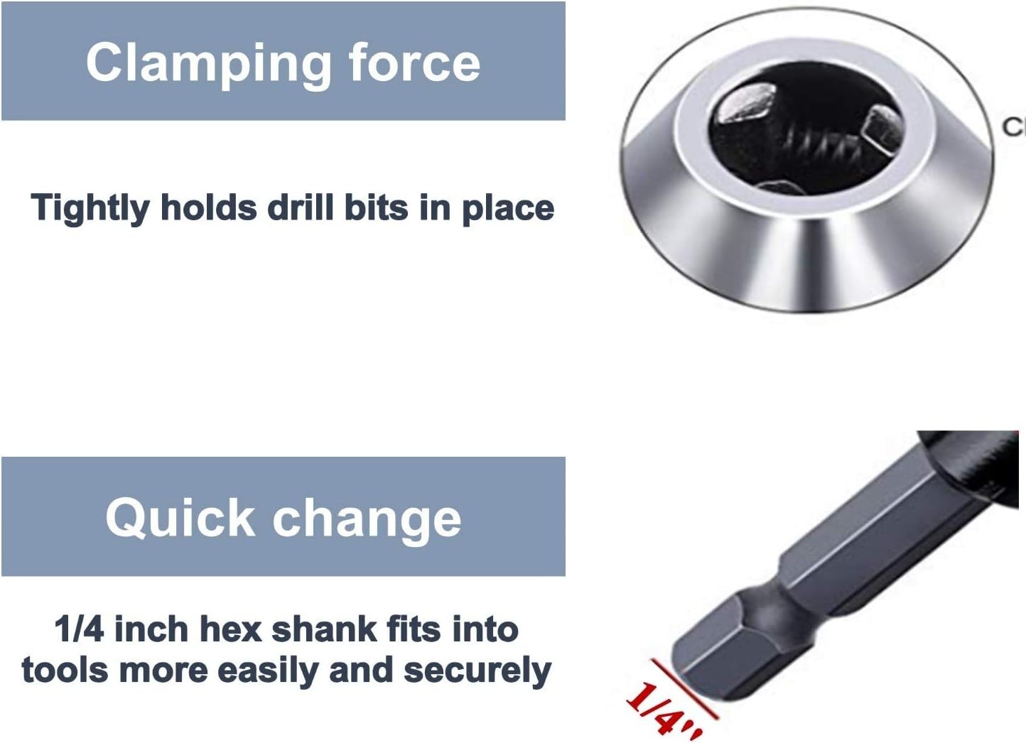 Keyless Chuck Adapter for Impact Driver - 2Pcs Impact Drill Adapter 1/4 Hex S...