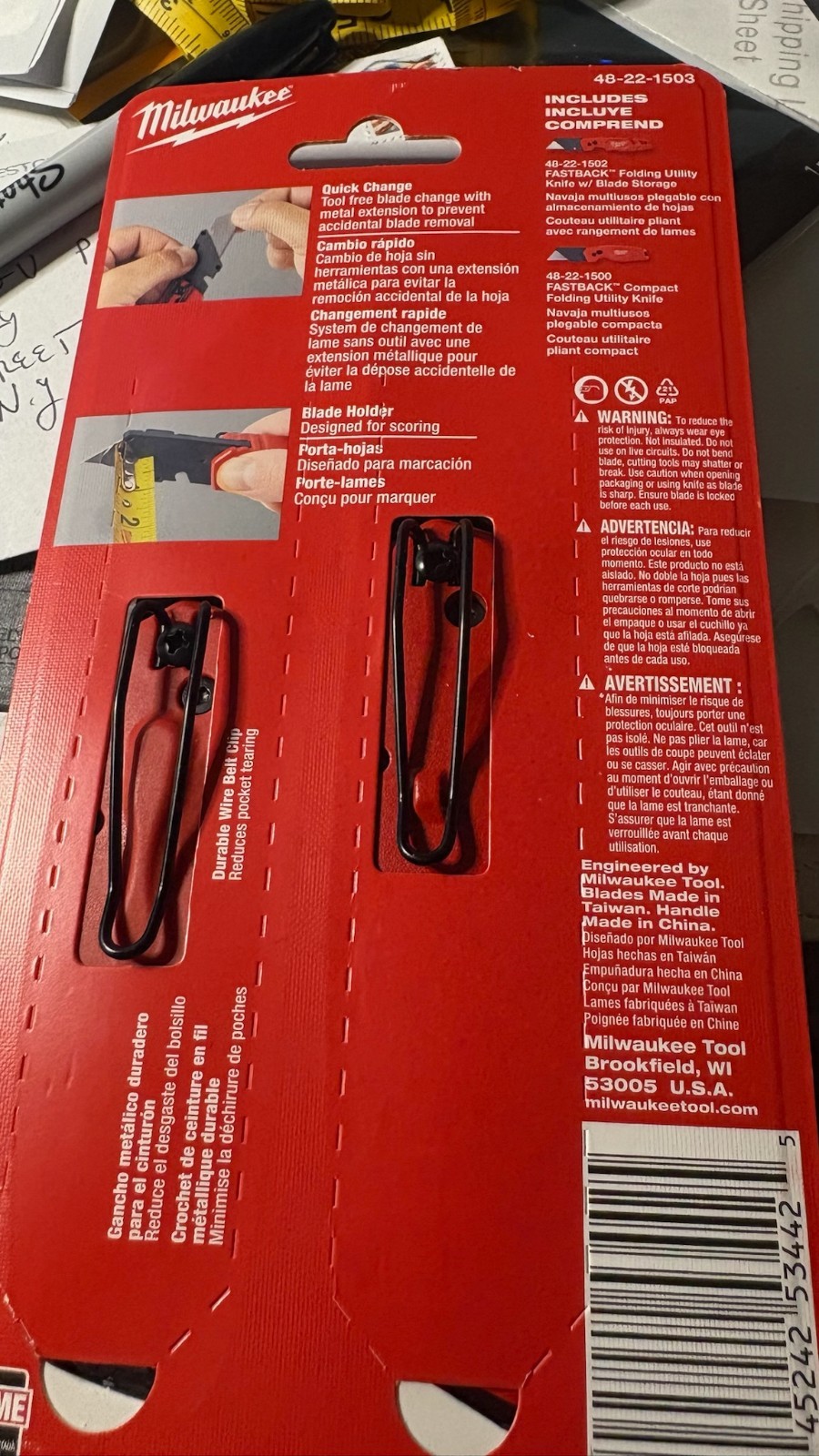 Milwaukee Fastback Folding Utility Knife 2-Pc Set Compact Press & Flip Blade