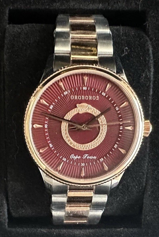 New Mens Oroboros Dawn in Cape Town Texture Red Dial SS 40mm Watch W Box New Bat