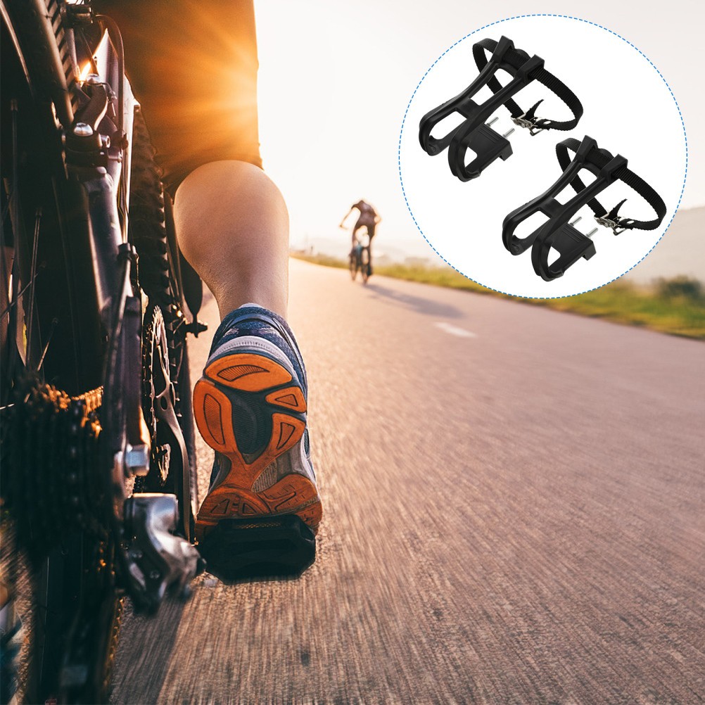 1 Set Anti-slip Bike Pedals Belt Fixed Gear Cycling Pedal Toe Clip Strap Belt