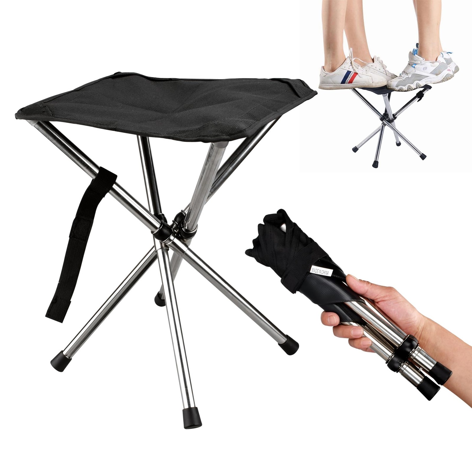 ® Ultra-Light Camping Stool - 1-Second Quick Setup, Adjustable Height & Folda...