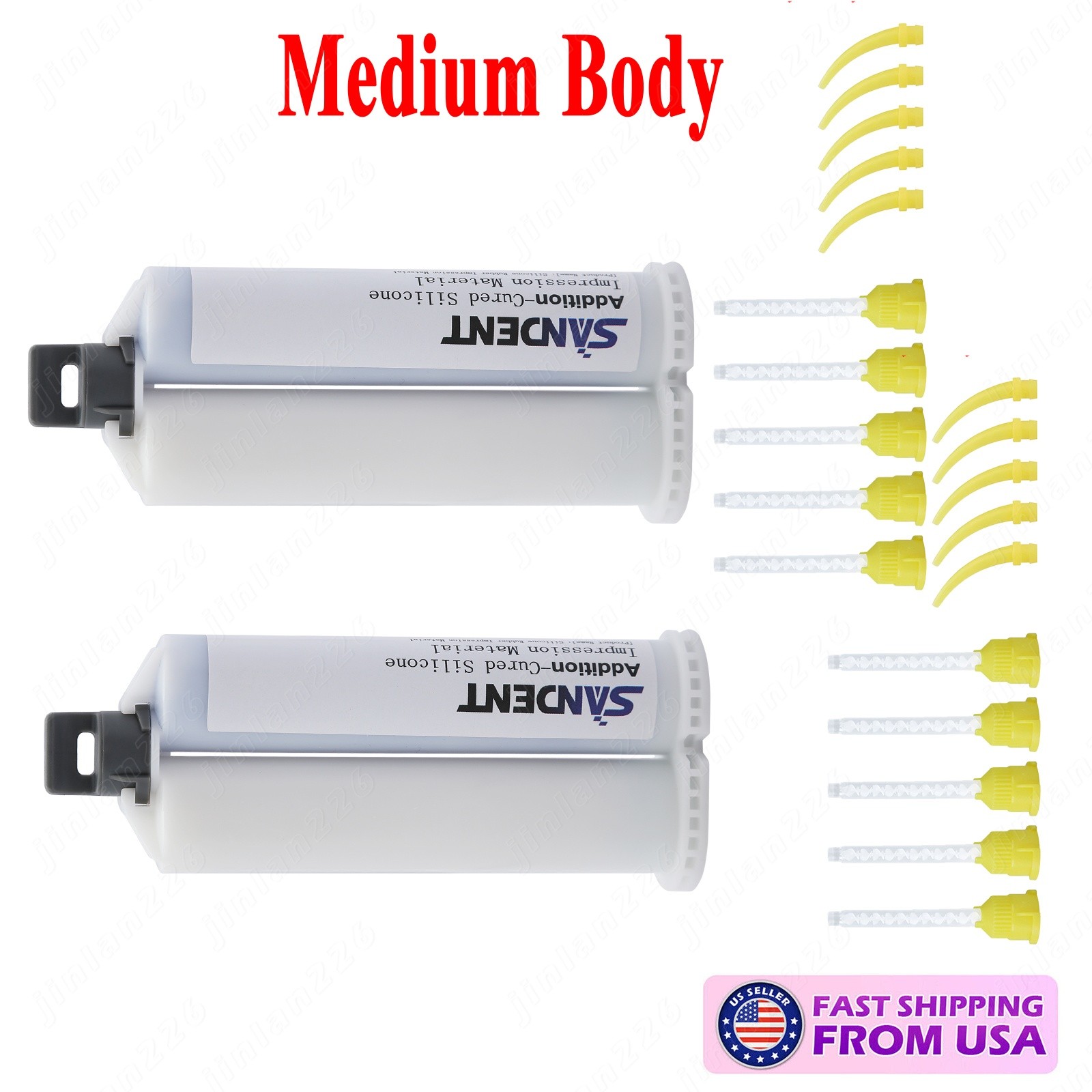 Dental Impression Material VPS Medium Body Fast Set (2 Cartridge & 10 Tips) PVS