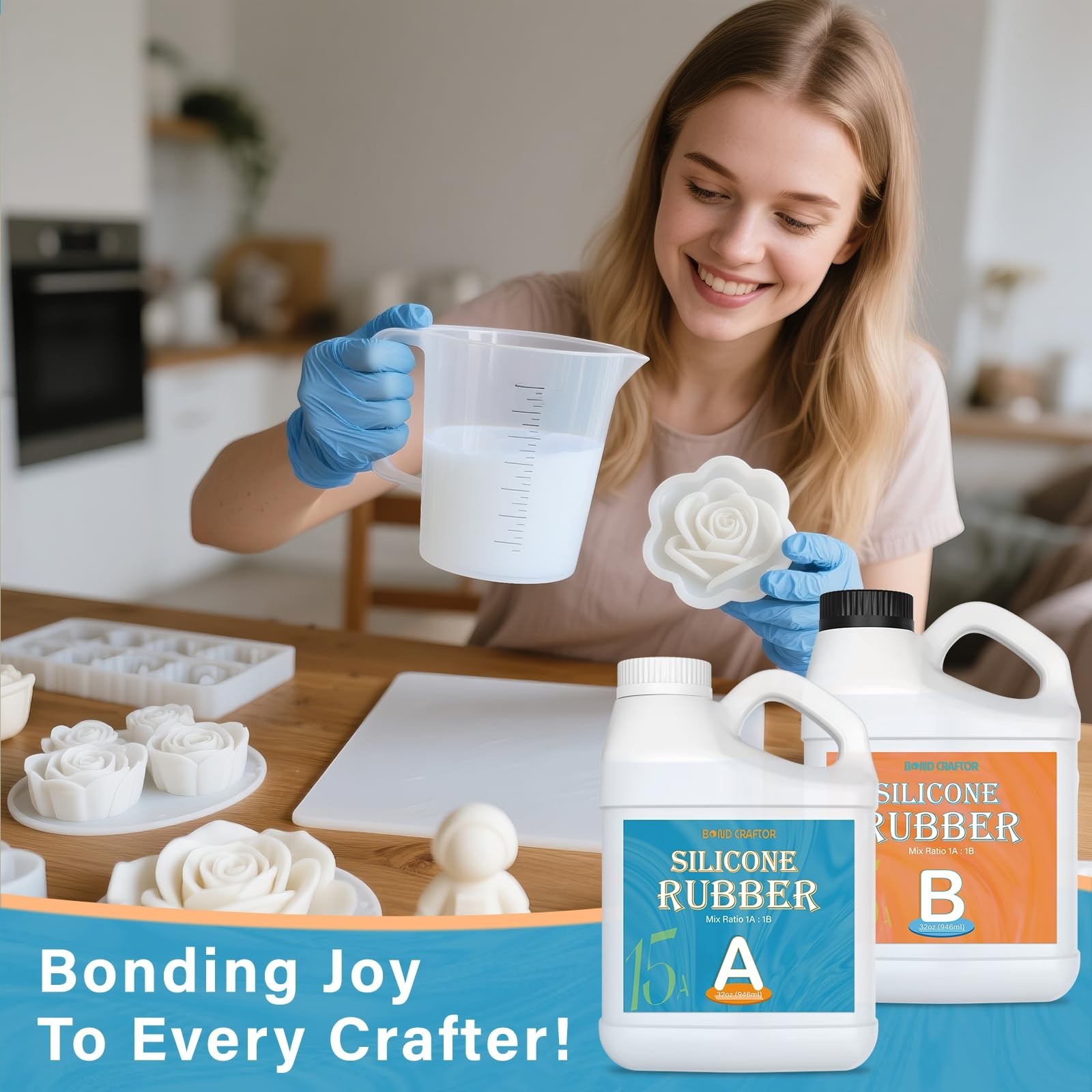 Bond Craftor Silicone Mold Making Kit 64oz, 15A Platinum Silicone for Resin M...