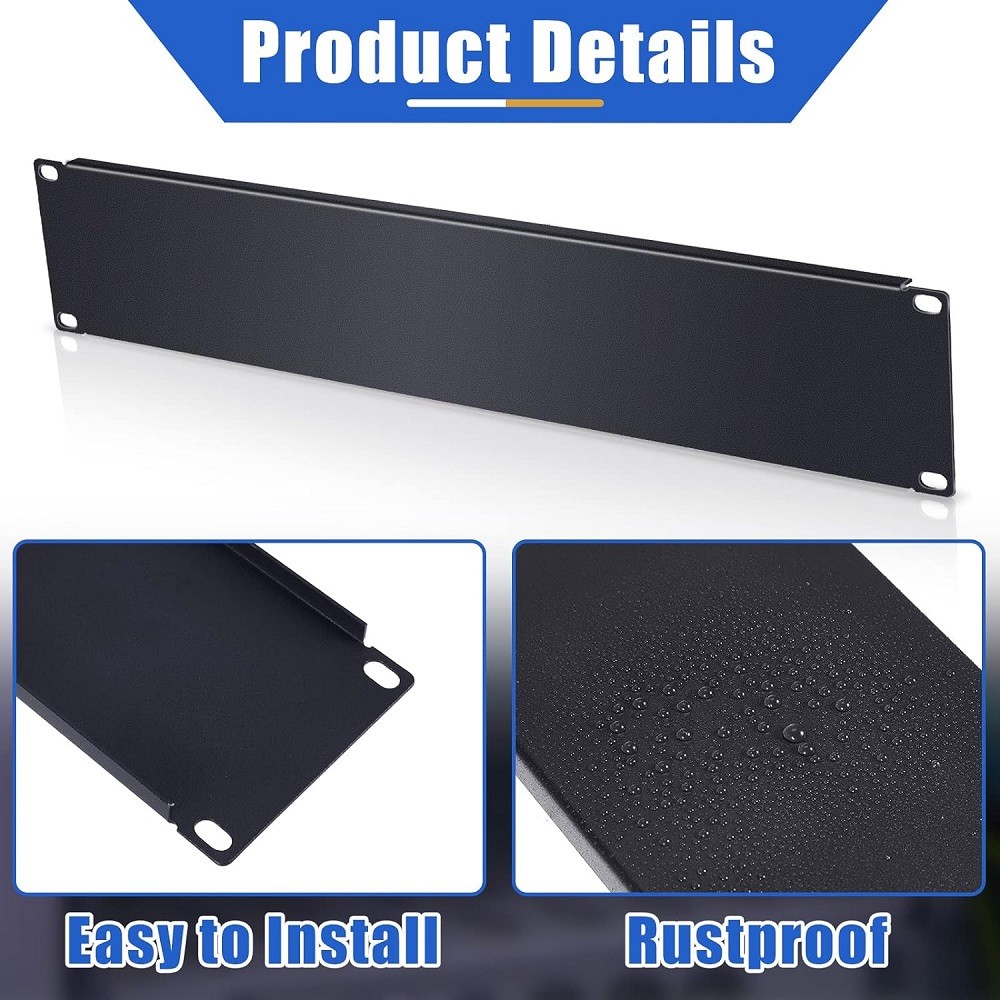 2U 19" Blank Patch Panel Filler Space Spacer Plate Network Server Rack Mountable