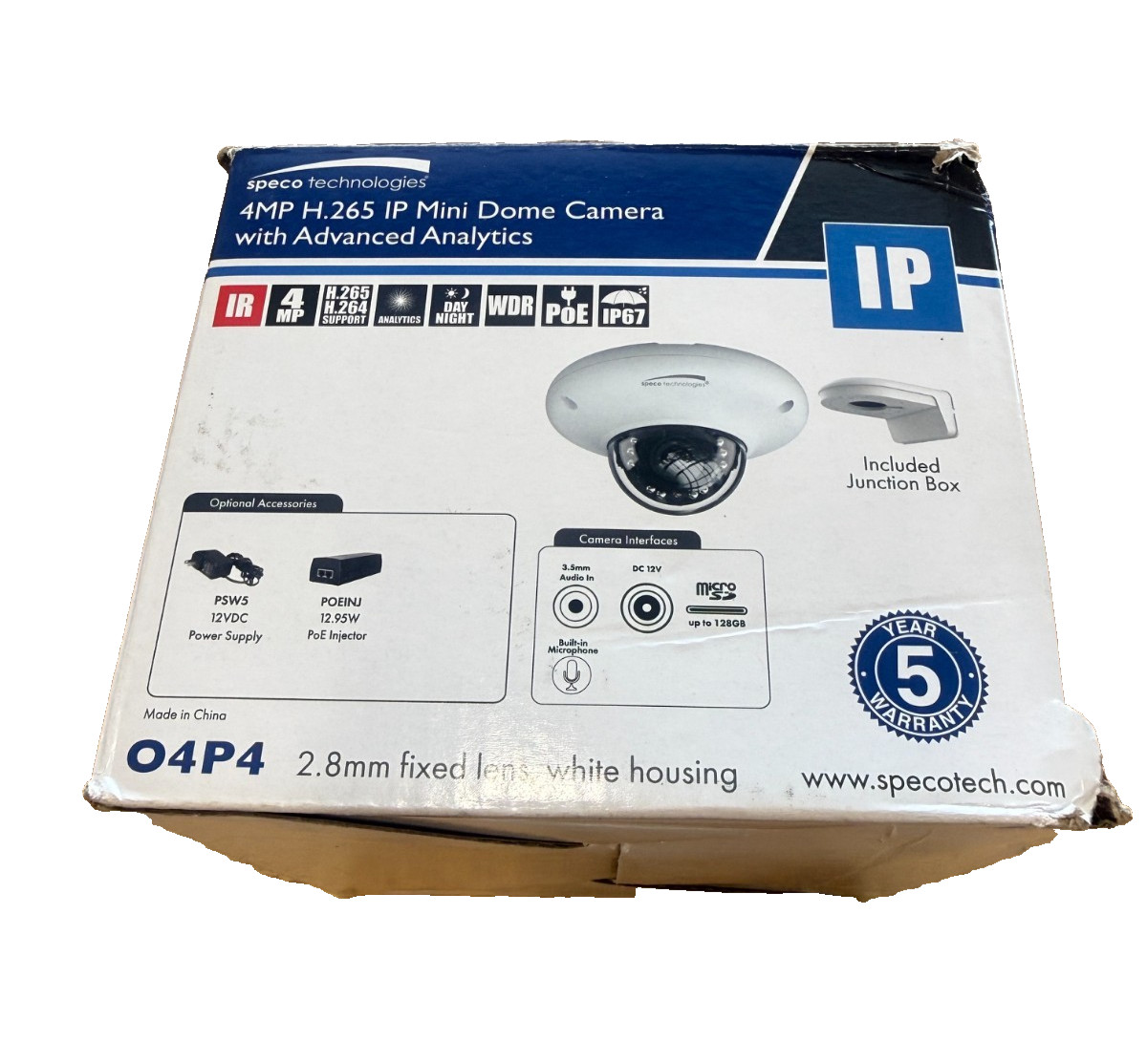 Speco O4P4 4MP H.265 IP Mini-Dome Camera