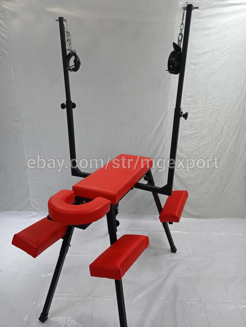 Portable Bench With Headrest Red Color