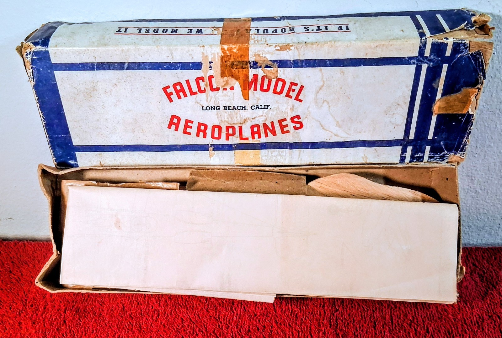 Vintage 40's Falcon Model Aeroplanes Lockheed P-38 Lightning Balsa Partial Kit