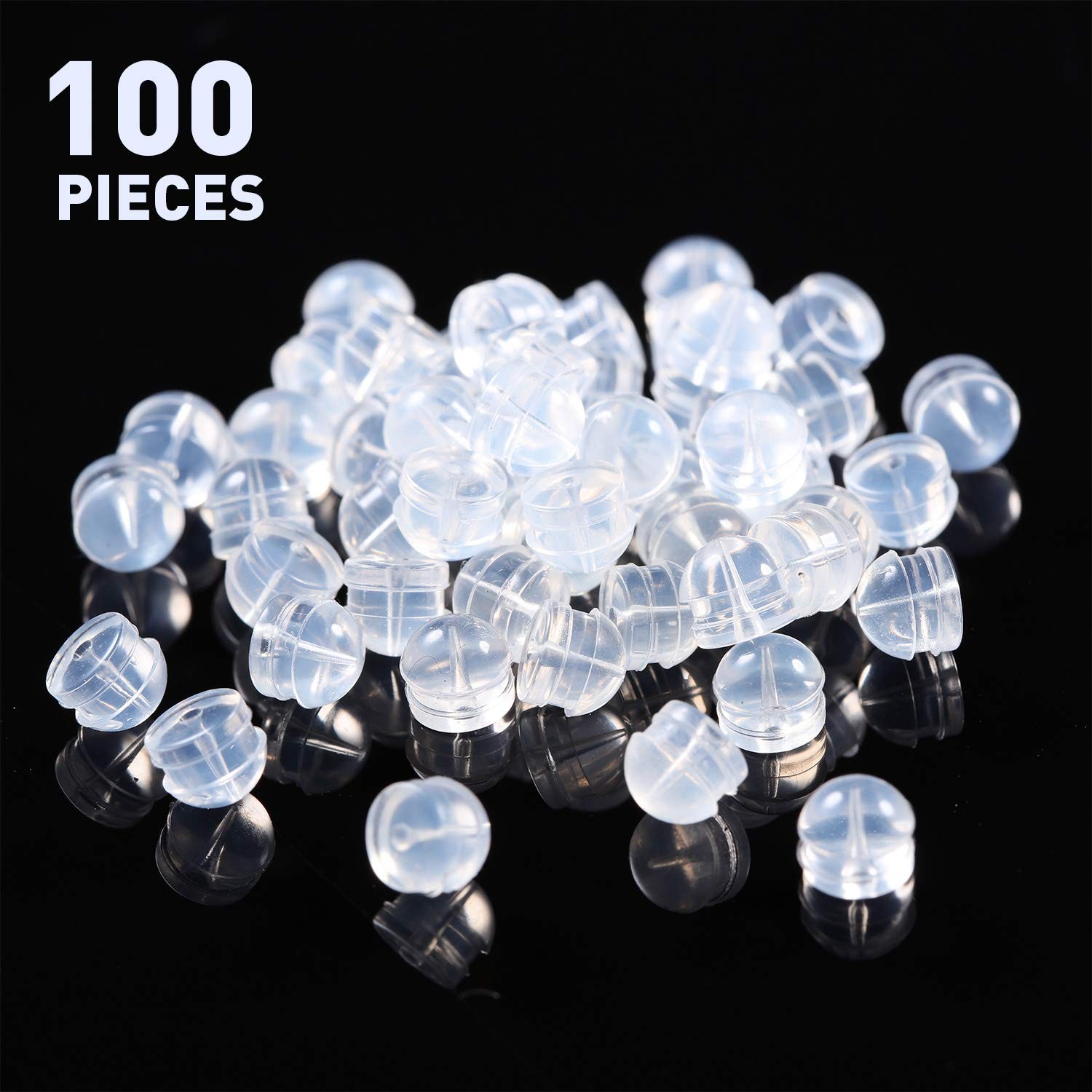 100 Pieces Clear Earring Backs Hamburger Shaped Safety Backs Secure Locking