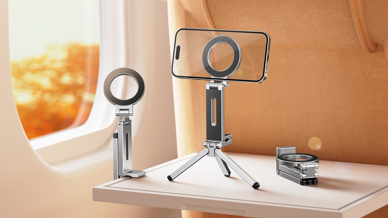 Magnetic MagSafe Mini Phone Tripod + Clip On Selfie Ring Light Kit Aluminum