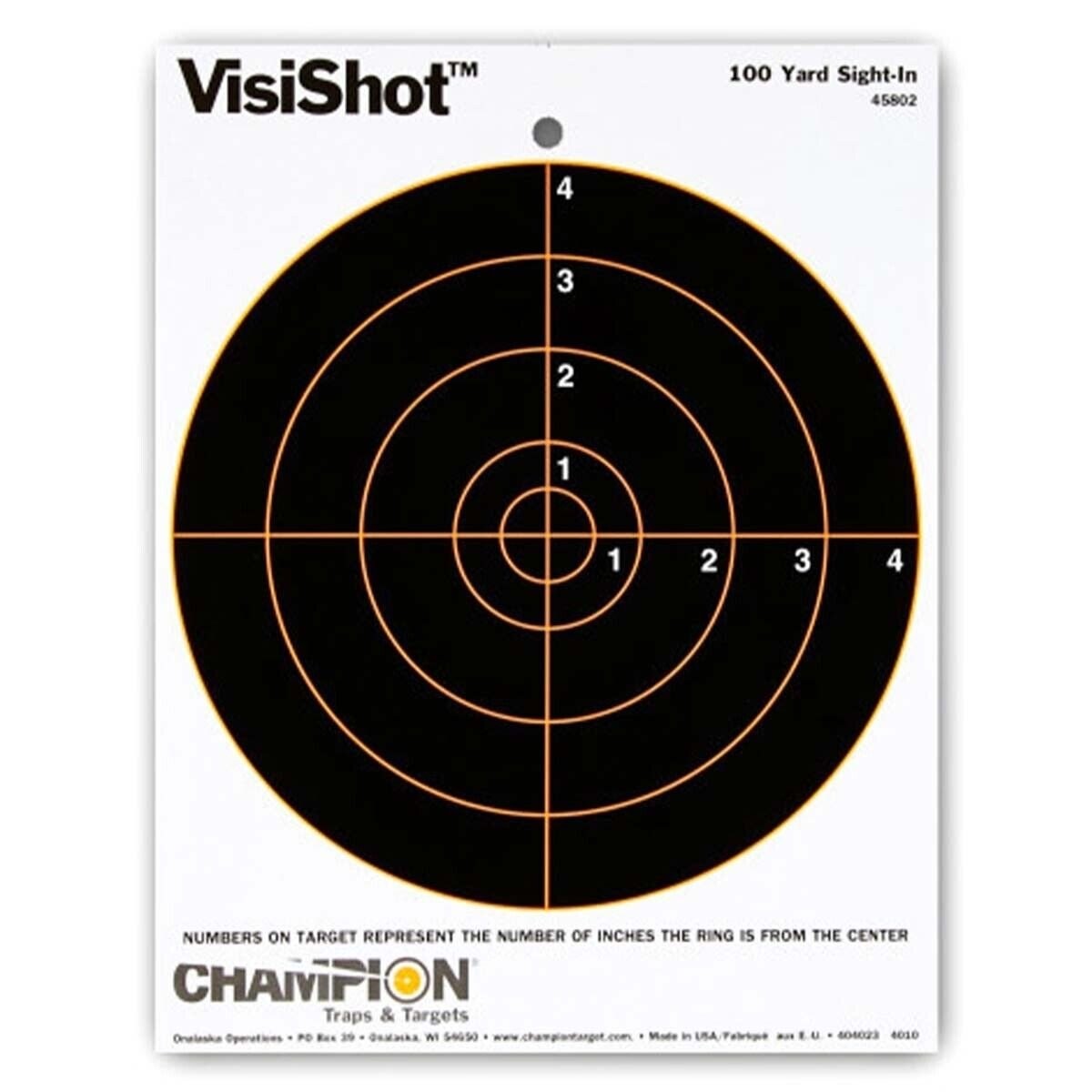 Champion VisiShot Range 100 Yard 8" Bullseye 10 Pack Shooting Targets 45802