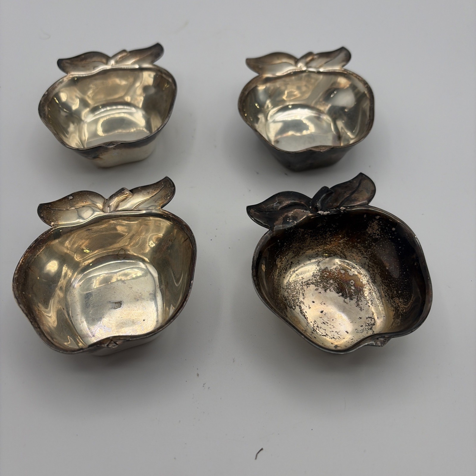 Set Of 4 Tropical By International Silver Co.  Apple Snack Dishes