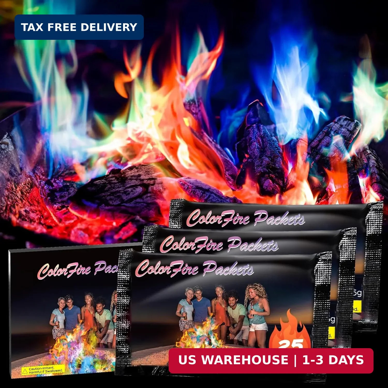 25 Pack Colorful Flames Color Fire Packets Fire Pit for Campfire,Fire Color Pack