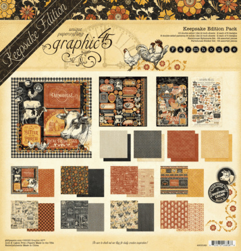 GRAPHIC 45"FARMHOUSE" KEEPSAKE EDITION 12X12 PAPER PACK    SCRAPJACK'S PLACE