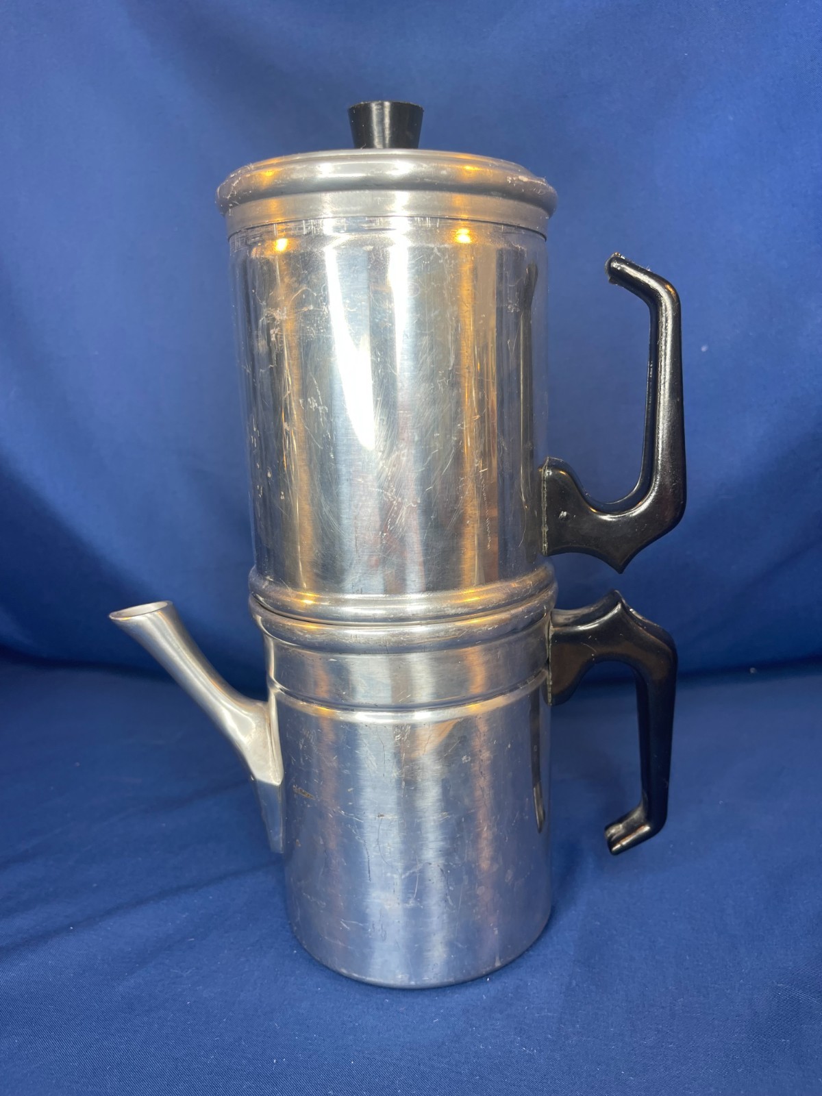 Vintage Romanelli Neapolitan Drip Flip Aluminum 4 Cup Stove Top Coffee Pot 5 Pcs