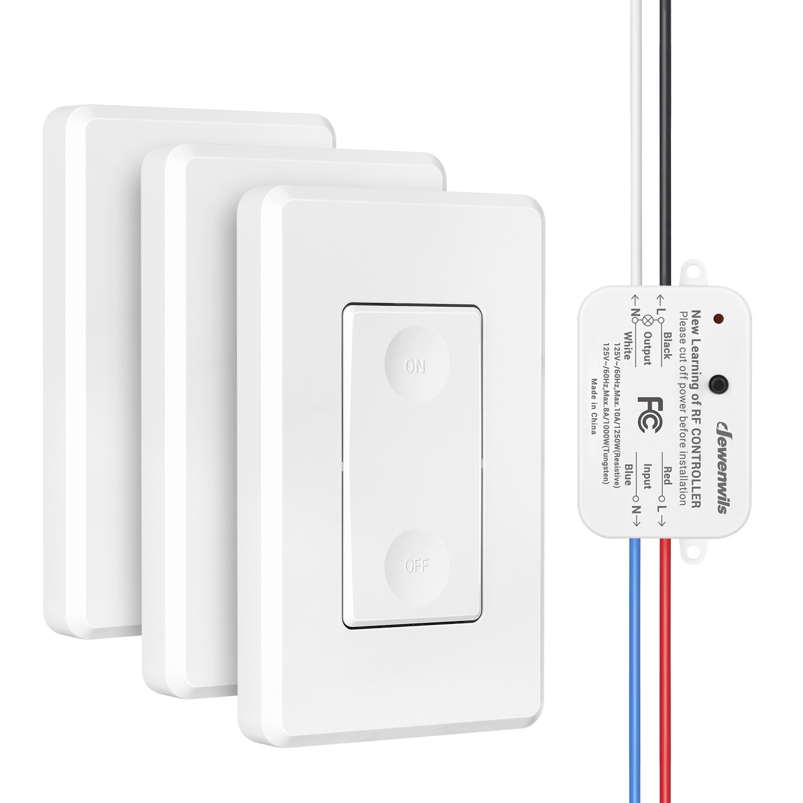 DEWENWILS Wireless Wall Light Switch Kit, No Wiring,3 Pack Switch+1 Receiver