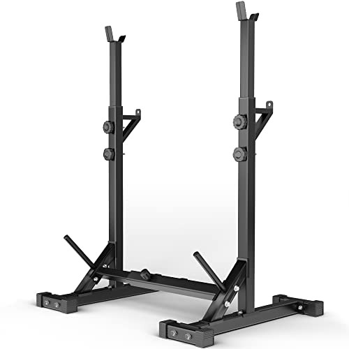 Elevens Squat Rack Stand Adjustable Bench Press Barbell Rack Stand - Black