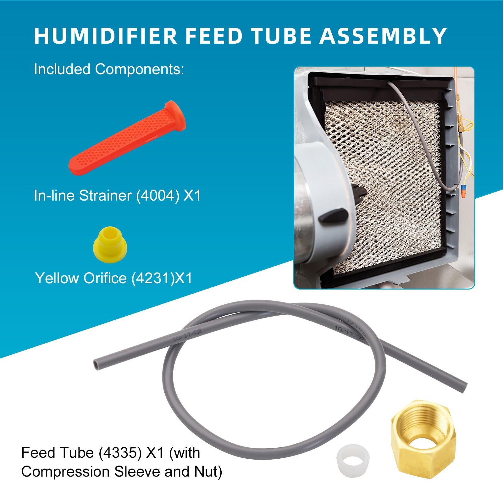 URYKEC 4335 Feed Tube Set, Includes Compression Sleeve and Nut (4335), Gray