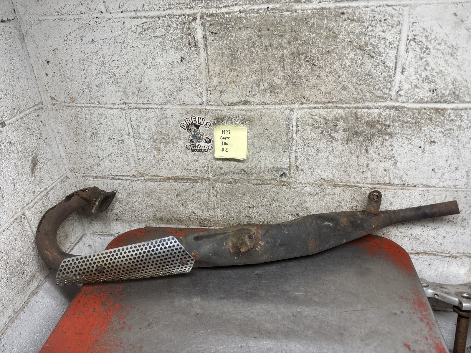 1973 Cooper 250 Enduro Islo Mx  Dirtbike Exhaust Header Heat Shield Rusty