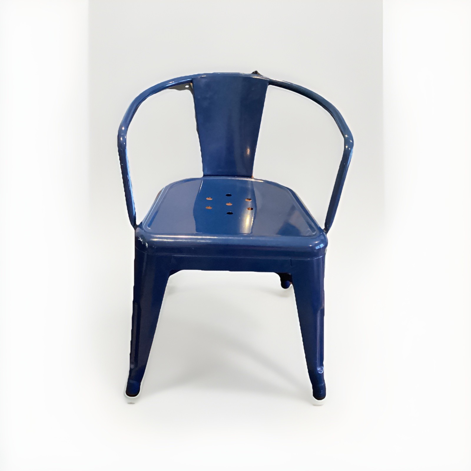 Blue Metal Accent Chair Gloss Finish Solid Pattern Armless for Adults