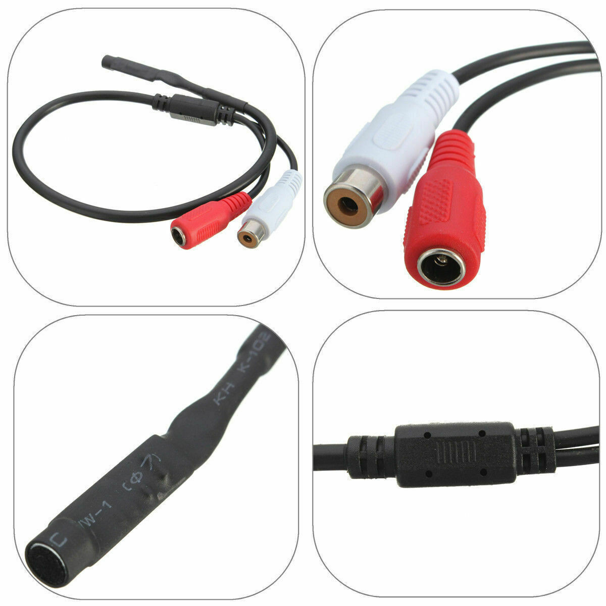 2PCS MINI Mic Audio CCTV Microphone Cable RCA Output for Security Camera