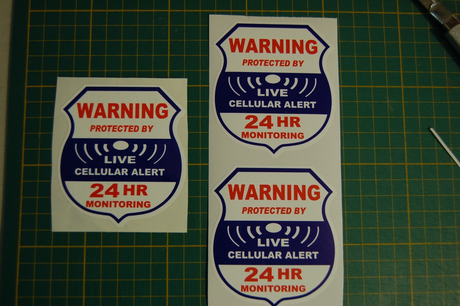 STATIC CLING WARNING, LIVE CELLULAR ALERT SECURITY SURVEILLANCE STICKER