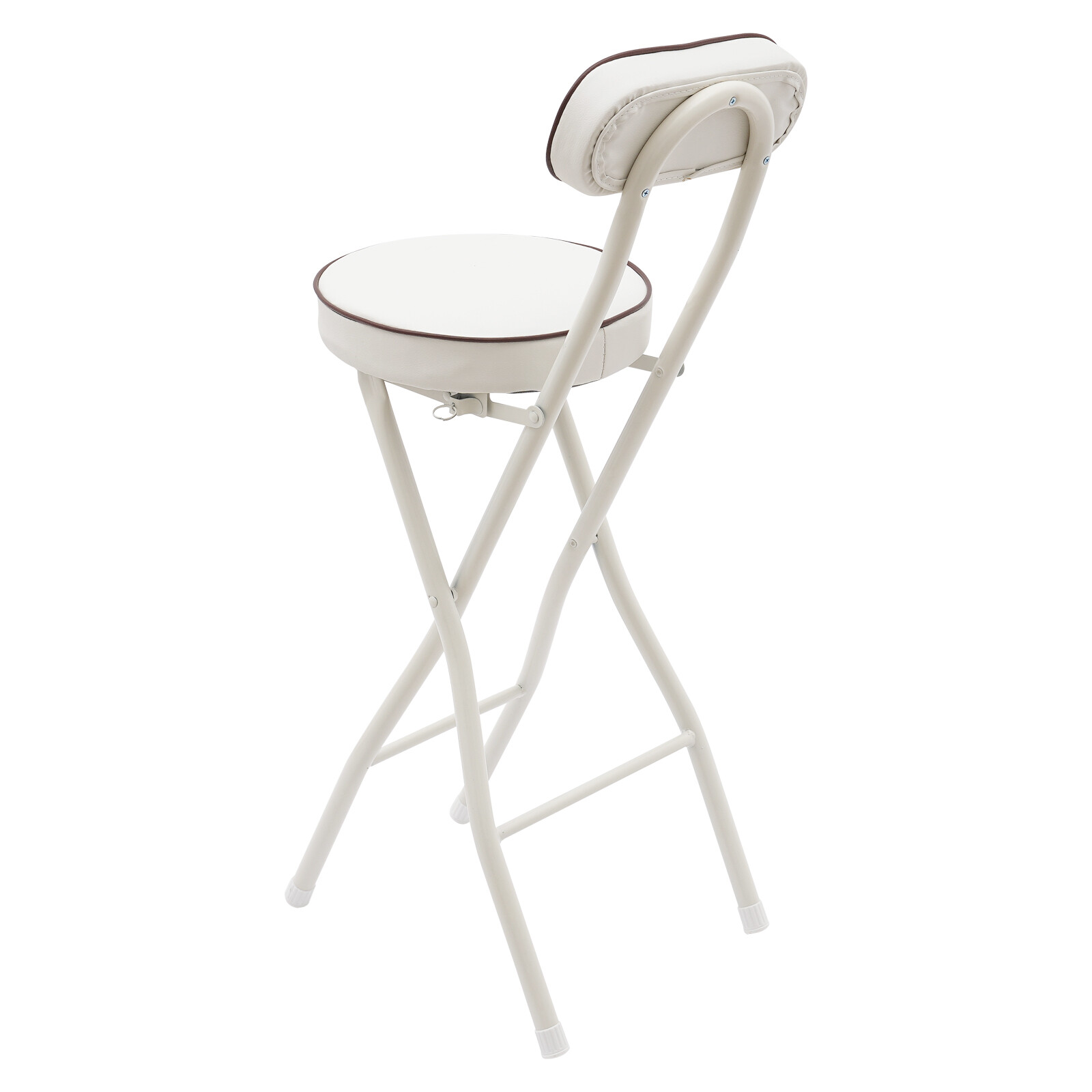 2PCS Bar Stool Portable Folding Stool Padded Folding High Chairs White