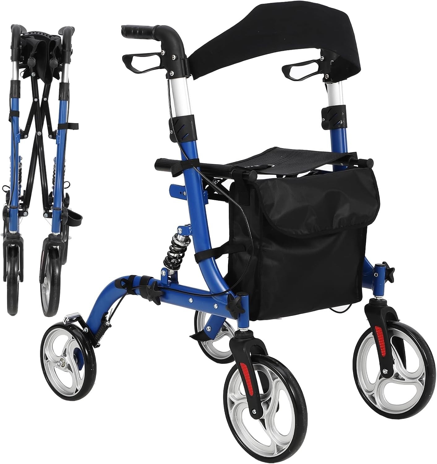 Rollator Walker for Seniors Foldable Rolling Walker with Seat Aluminum Walkers