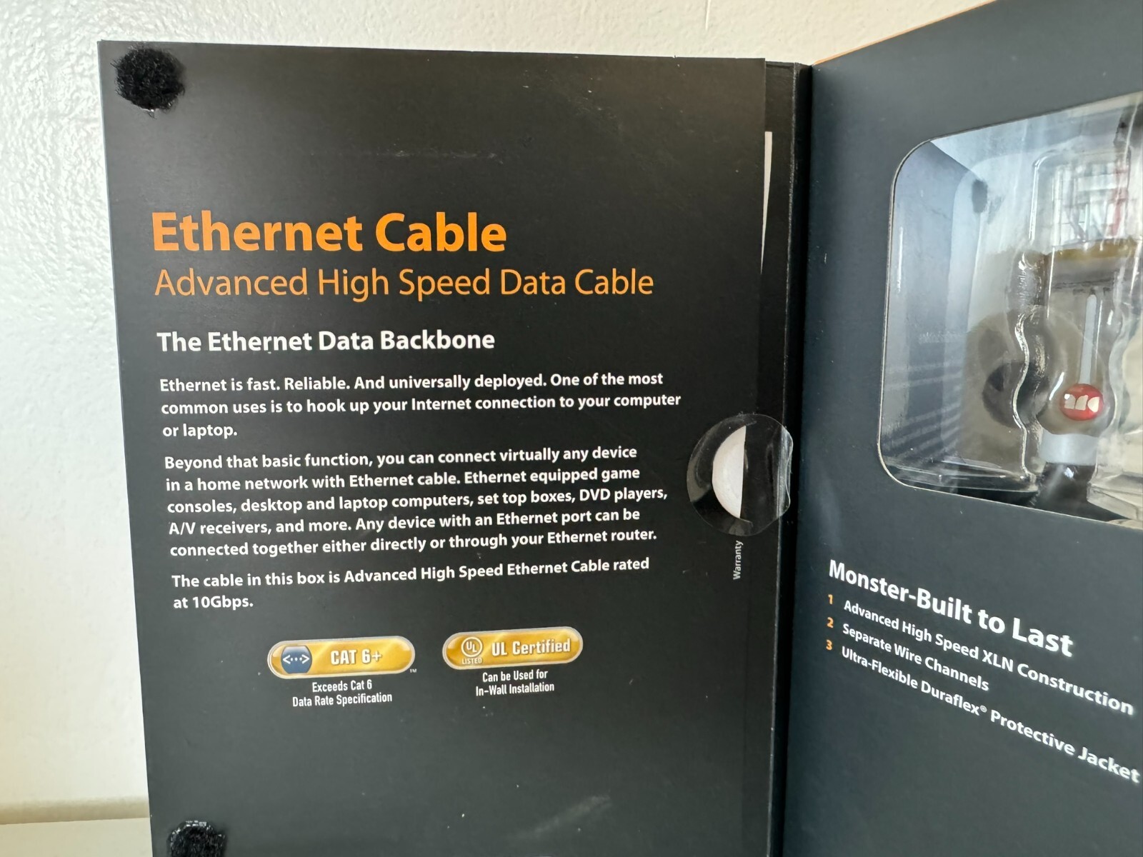 Monster Cable Advanced High Speed CAT6 + CAT 6 + Ethernet Cable - 12' (3.66m)