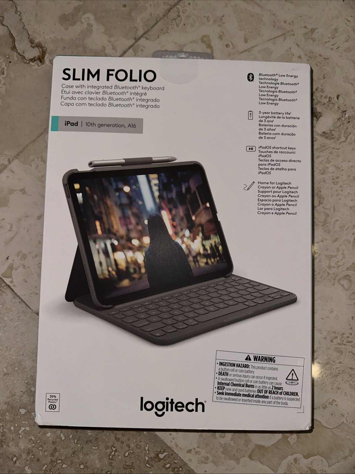 Logitech Slim Folio Keyboard Case for iPad 10th Gen & A16 (920-011368) NEW