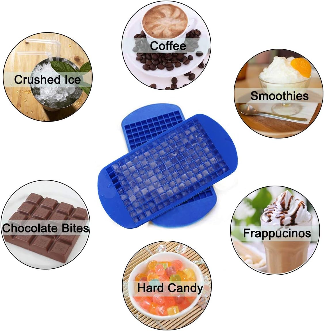 Silicone Mini Ice Cube Trays 2 Pack, 160 Small Ice Cube Molds Easy Release